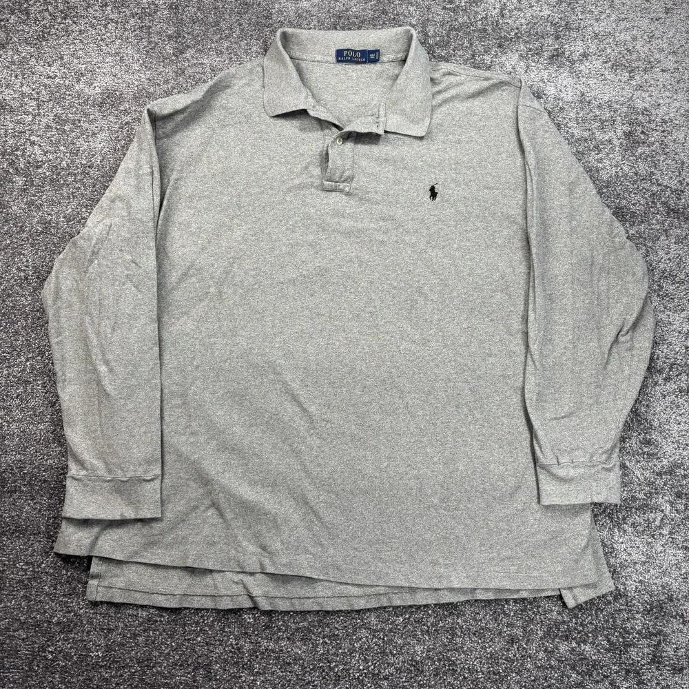 Polo Ralph Lauren Long Sleeve Polo Shirt Men's‎ 4XLT Tall Gray Cotton Pony